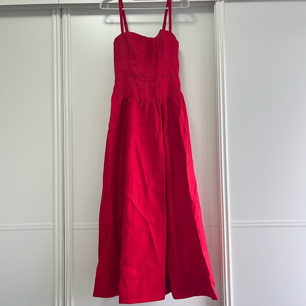 “💖Sale” Reformation Katarin Linen Dress - Lipstick - Picture 4 of 6